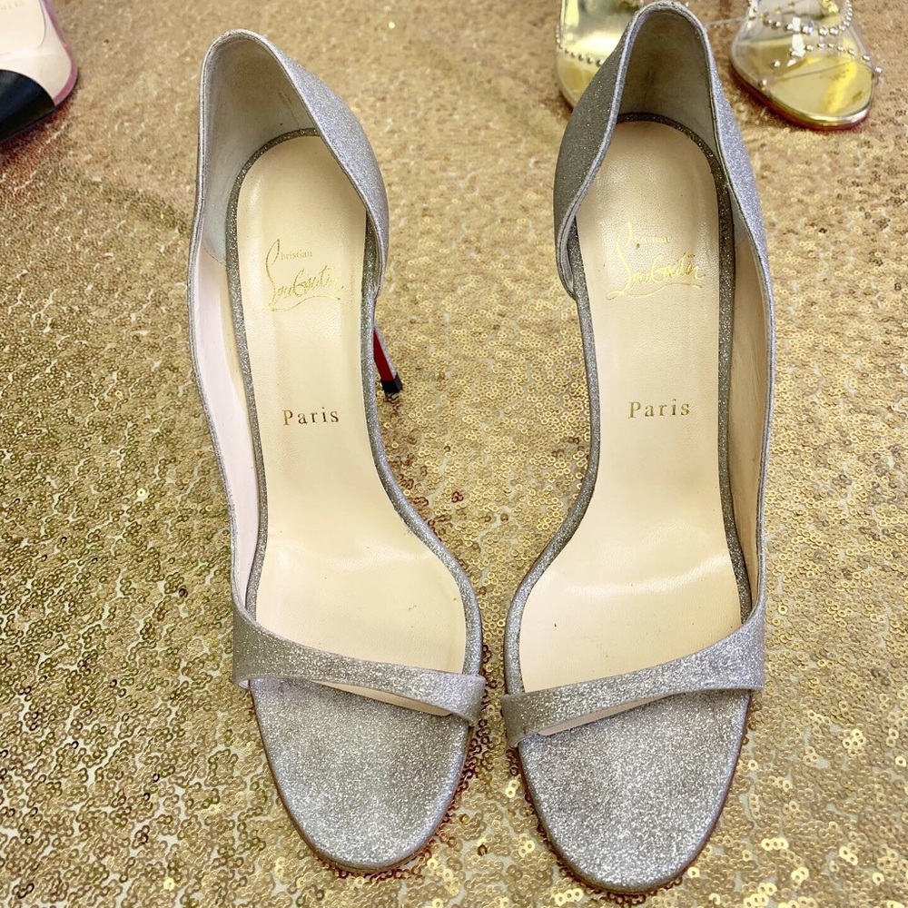 Christian Louboutin Sparkly Open Toe Pump